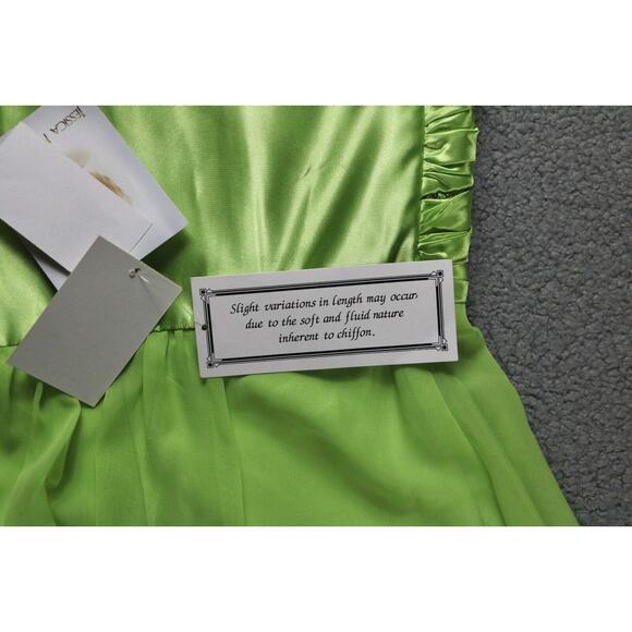 New Gunne Sax Jessica McClintock Dress 7 Green Chiffon Maxi Sequin Strapless - Picture 7 of 9